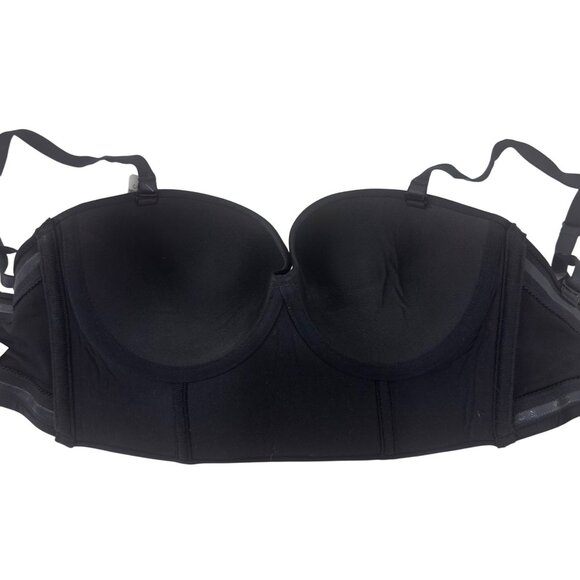 Jezebel Womens Black Strapless Bustier Bra SZ 32DD Nylon/Spandex Adj Strap - Picture 5 of 14